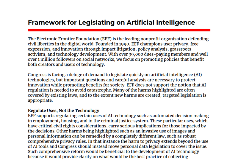 EFF Two Pager on AI